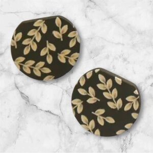 Black and Cream Leaf Pattern Earrings
